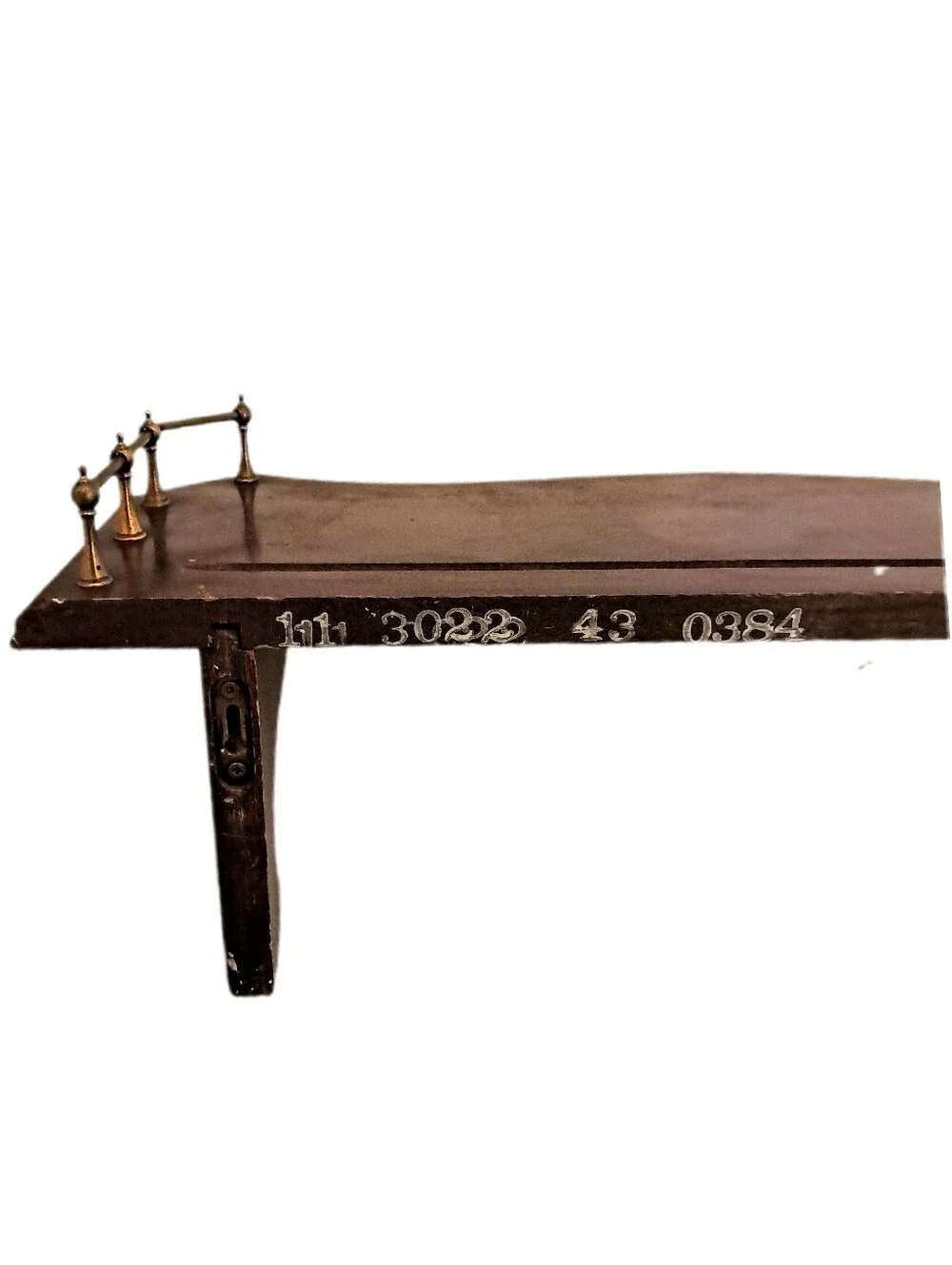 Vintage Ethan Allen Wall Shelf Brass Gallery Rail Wood Display Approx. 24” Decor